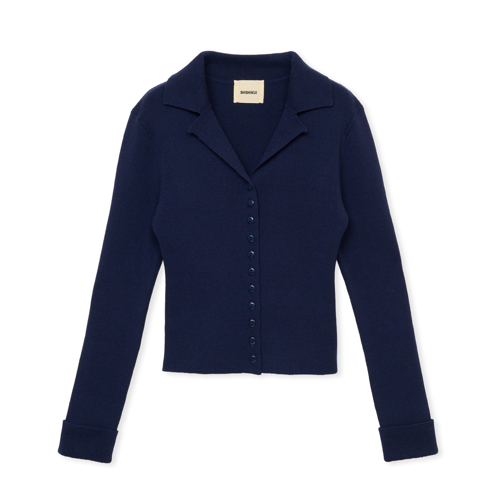open collar / NAVY – SHISHIKUI