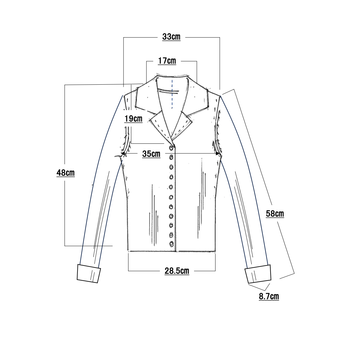 open collar / NAVY – SHISHIKUI