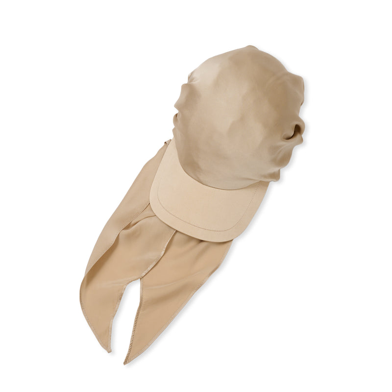 SILK SCARF CAP/ BEIGE