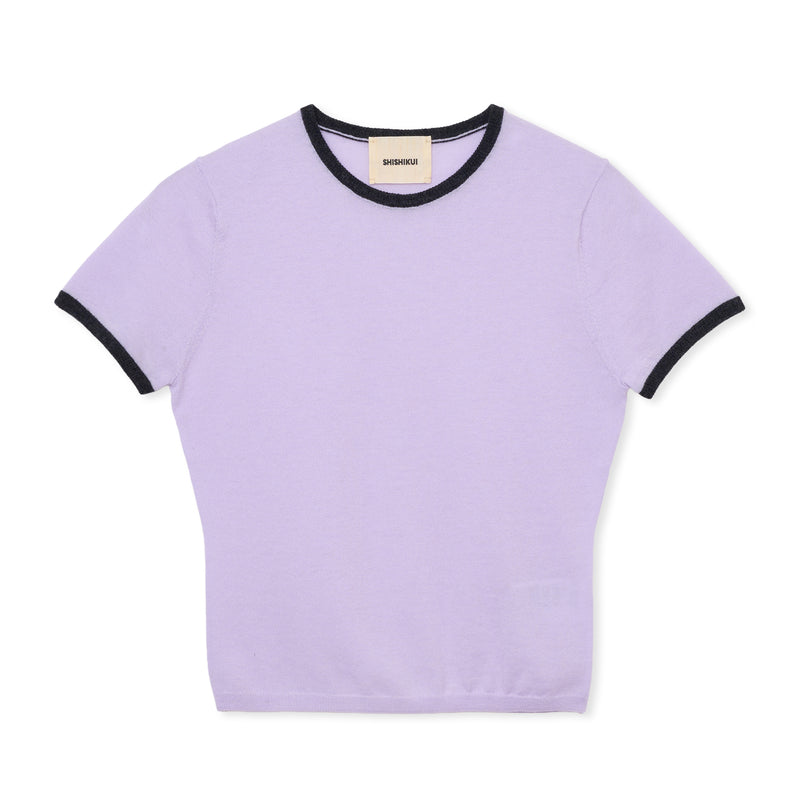 ringer knit / LAVENDER×CHARCOAL