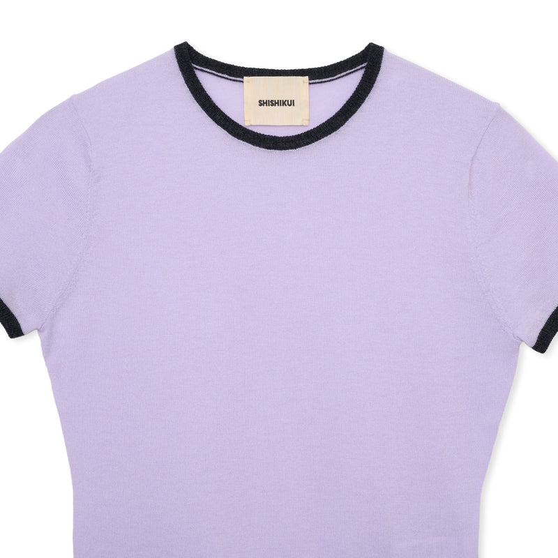 ringer knit / LAVENDER×CHARCOAL