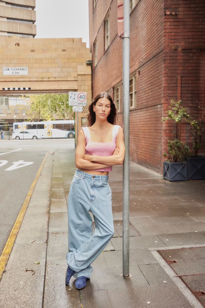 Daco / LIGHT INDIGO PINK STITCH